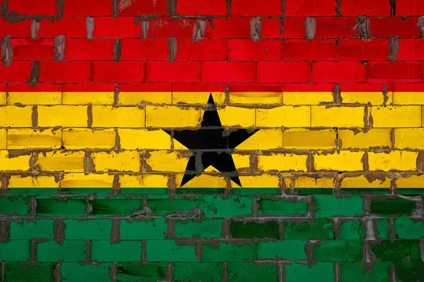 Drapeau National Ghana Peint Sur Mur Blocs Sibit Avec Ciment — Photo