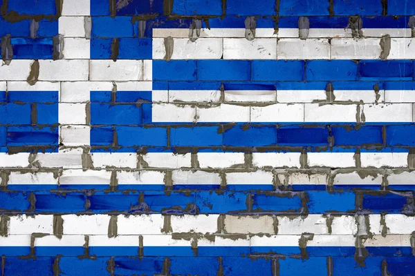 Bandeira Nacional Grécia Pintou Uma Parede Blocos Sibit Com Cimento — Fotografia de Stock