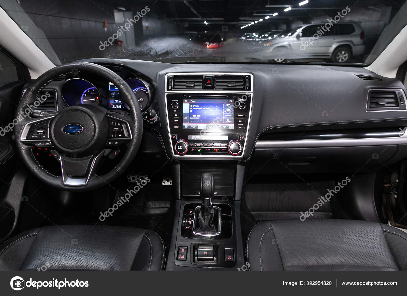 Новосибирск Россия Июня 2020 Subaru Forester Dark Car Interior.
