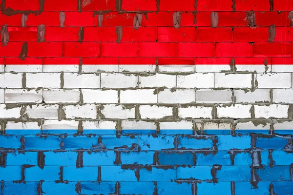 Bandeira Nacional Luxemburgo Pintado Uma Parede Blocos Sibit Com Cimento — Fotografia de Stock