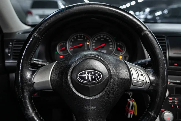 Novosibirsk Russia June 2020 Subaru Outback Steering Wheel Shift Lever — Stock Photo, Image
