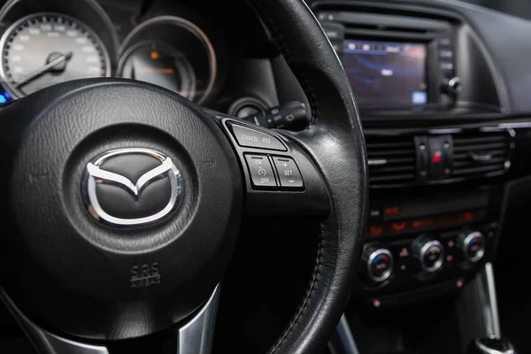 Novosibirsk Russia June 2020 Mazda Car Controller Steerling Wheel Music — Stock Photo, Image