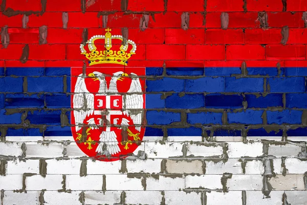 Szerbia Nemzeti Zászlaja Sibit Blokkok Falára Volt Festve Cementtel Ország — Stock Fotó