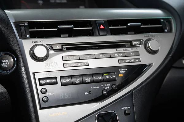 Novosibirsk Russia July 2020 Lexus Modern Black Car Interior Radio — Stock Photo, Image