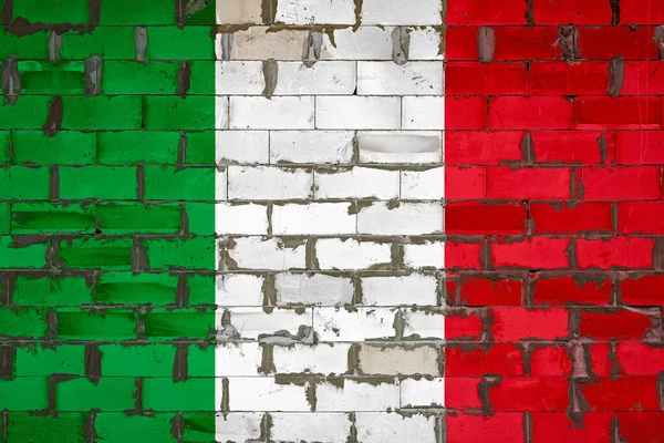 Bandiera Nazionale Italia Dipinta Muro Blocchi Sibit Con Cemento Simbolo — Foto Stock