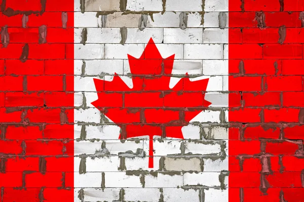 Nationale Vlag Van Canada Geschilderd Een Muur Van Sibit Blokken — Stockfoto
