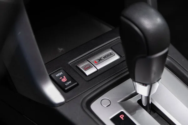 Close Manual Gearbox Transmission Handle Accelerator Handle Buttons New Car — Stock Photo, Image