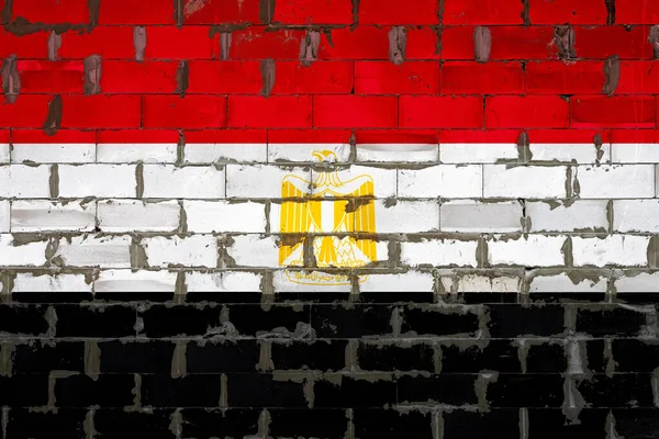 Nationale Vlag Van Egypte Geschilderd Een Muur Van Sibit Blokken — Stockfoto