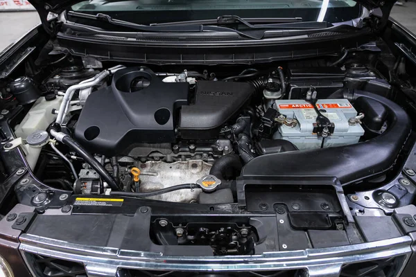 Novosibirsk Russia 2020 Nissan Trail Close Details Car Engine Front — 스톡 사진