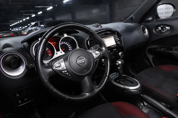 Nowosibirsk Russland April 2020 Nissan Juke Prestige Innenraum Mit Armaturenbrett — Stockfoto