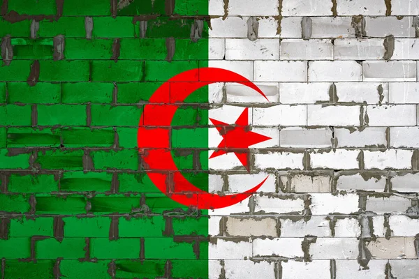Algéria Nemzeti Zászlaja Cementes Sibit Tömbök Falára Festve Ország Szimbóluma — Stock Fotó