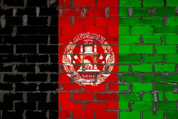 Drapeau National Afghanistan Peint Sur Mur Blocs Sibit Avec Ciment — Photo