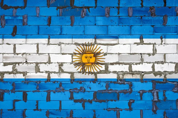 Bandiera Nazionale Argentina Dipinta Muro Blocchi Sibit Con Cemento Simbolo — Foto Stock