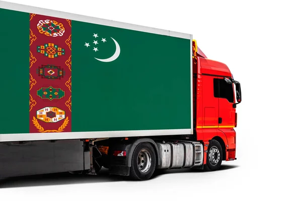 Grote Vrachtwagen Met Nationale Vlag Van Turkmenista — Stockfoto