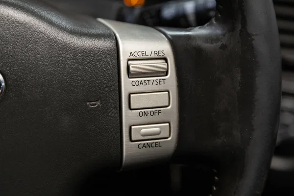 Novosibirsk Russia 2020 Infiniti Qx56 New Black Steering Multifunction Button — 스톡 사진