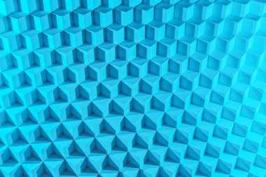 Mavi arkaplandaki sakızların 3d çizimi. Paralelkenar desen. Teknoloji geometri arka planı