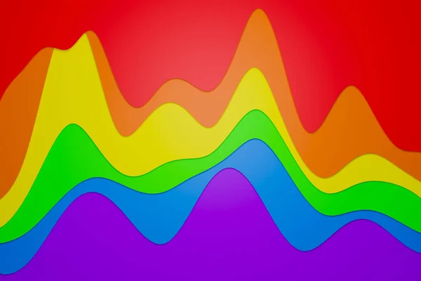 異なる色のステレオストリップの3Dイラスト 波のような幾何学的な縞 概要色鮮やかなネオン輝く線の交差パターン — ストック写真