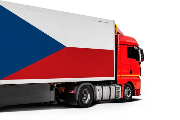 Grote Vrachtwagen Met Nationale Vlag Van Tsjechië — Stockfoto