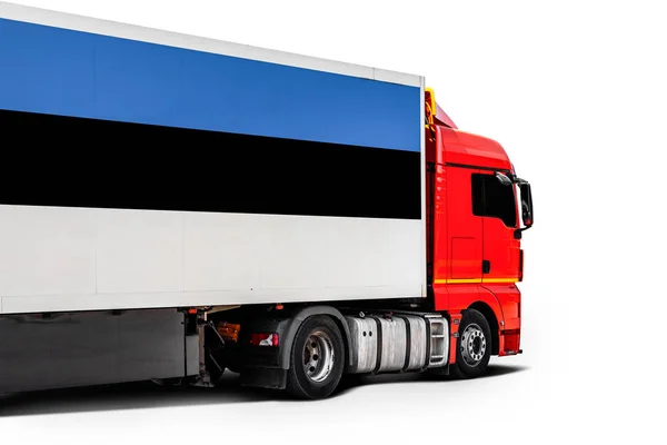 Grote Vrachtwagen Met Nationale Vlag Van Estland — Stockfoto