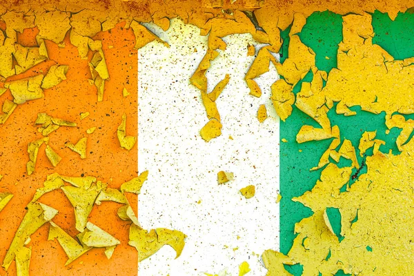 Cote Ivoires Flagga Målad Gammal Metallvägg Med Trasig Färg Landssymbol — Stockfoto