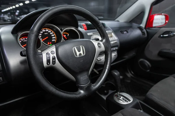Novosibirsk Russia July 2020 Honda Jazz Prestige Car Interior Dashboard — Stock Photo, Image