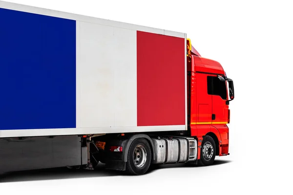 Wielka Ciężarówka Flagą Narodową Franc — Zdjęcie stockowe