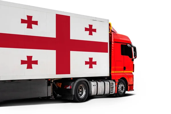 Grote Vrachtwagen Met Nationale Vlag Van Georgi — Stockfoto
