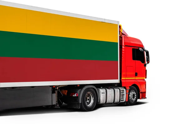 Grote Vrachtwagen Met Nationale Vlag Van Litouwen — Stockfoto