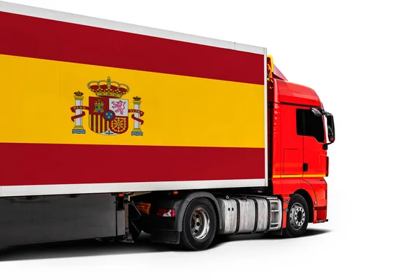 Grande Caminhão Com Bandeira Nacional Spai — Fotografia de Stock