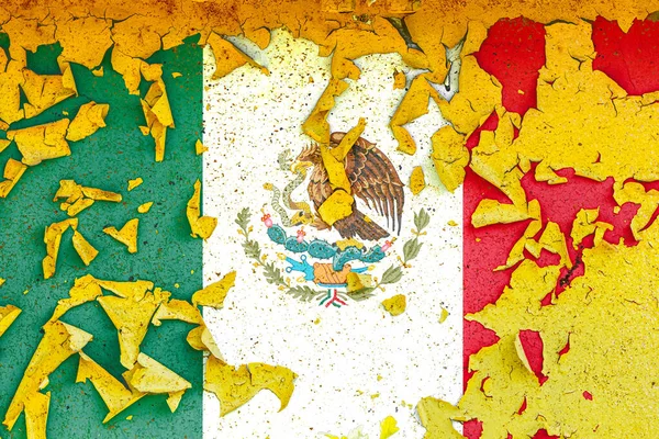 Εθνική Σημαία Του Μεξικού Είναι Ζωγραφισμένη Ένα Παλιό Μεταλλικό Τοίχο — Φωτογραφία Αρχείου