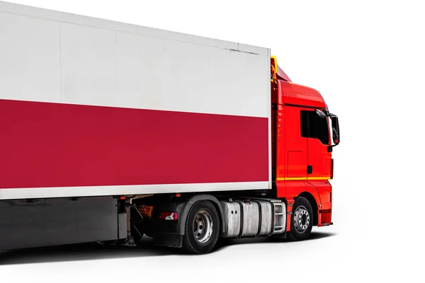 Grote Vrachtwagen Met Nationale Vlag Van Polan — Stockfoto