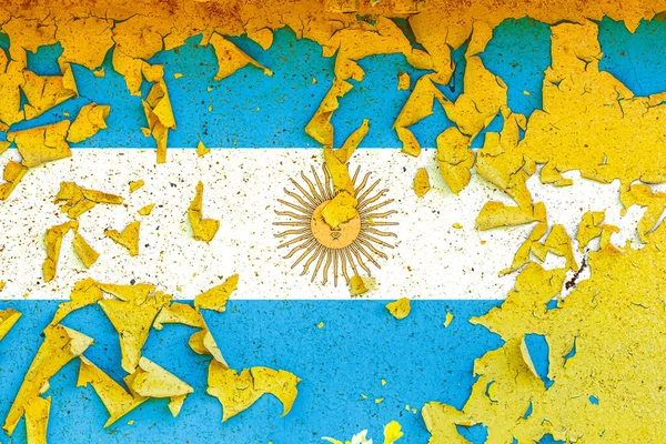 Bandera Nacional Argentina Está Pintada Sobre Una Vieja Pared Metálica — Foto de Stock