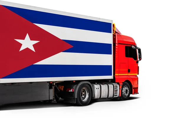 Велика Вантажівка Національним Прапором Куба — стокове фото