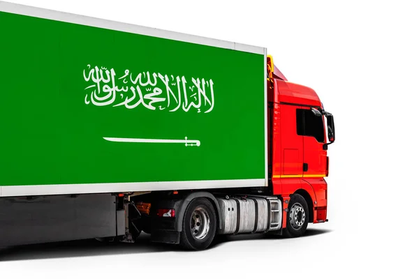 Велика Вантажівка Національним Прапором Саудівської Аравії — стокове фото