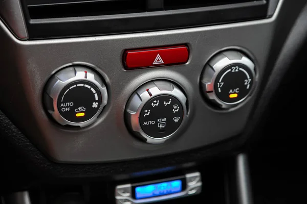 Novosibirsk Russia 2020 Subaru Forester Black Details Air Conditioning Button — 스톡 사진