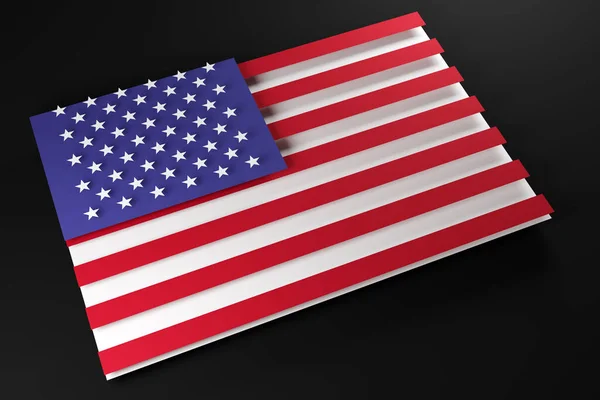 Ilustración Bandera Nacional Americana Sobre Fondo Negro Aislado — Foto de Stock