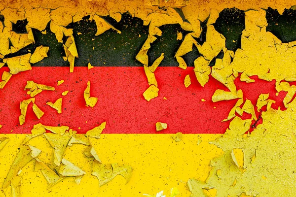 National Flag Germany Painted Old Metal Wall Ragged Paint Country — Stock Photo, Image