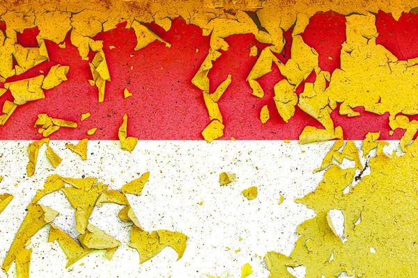 Indonéská Národní Vlajka Vymalovaná Staré Kovové Stěně Potrhanou Barvou Symbol — Stock fotografie
