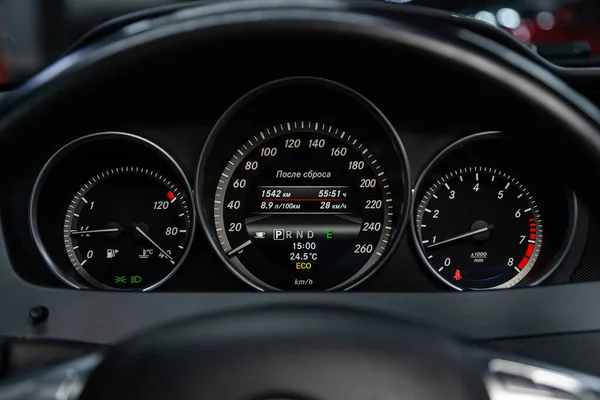 Novosibirsk Russia August 2020 Mercedes Benz Class Dashboard Car Illuminated — Stock Photo, Image