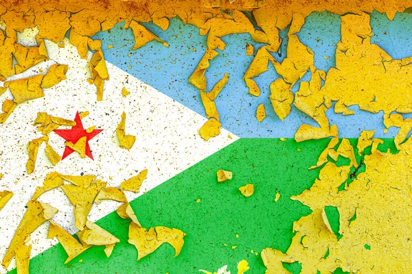 Государственный Флаг Джибути Написан Старой Металлической Стене Рваной Краской Символ — стоковое фото