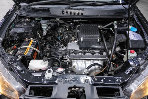 Novosibirsk Rússia Agosto 2020 Honda Close Detail Car Engine Front — Fotografia de Stock