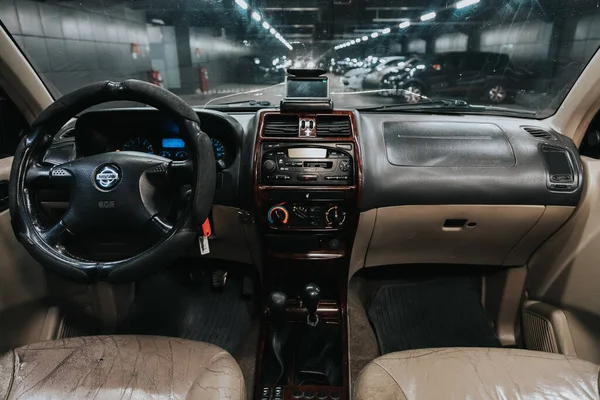 Novosibirsk Rusia September 2020 Nissan Terrano Detail Kabin Interior Kokpit — Stok Foto