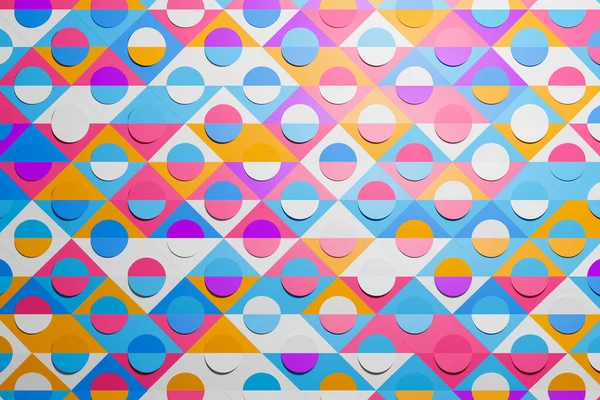 Vielfarbiges Muster Geometrischen Ornamentstil Mit Quadraten Und Kreisen Abstrakte Hintergrundtextur — Stockfoto