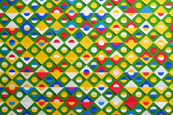 Padrão Multicolorido Estilo Ornamental Geométrico Com Quadrados Círculos Textura Fundo — Fotografia de Stock