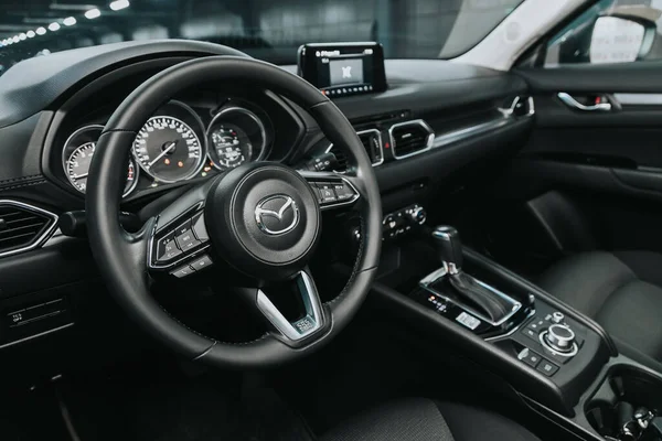 Novosibirsk Rusia September 2020 Mazda Detail Kabin Interior Kokpit Speedometer — Stok Foto