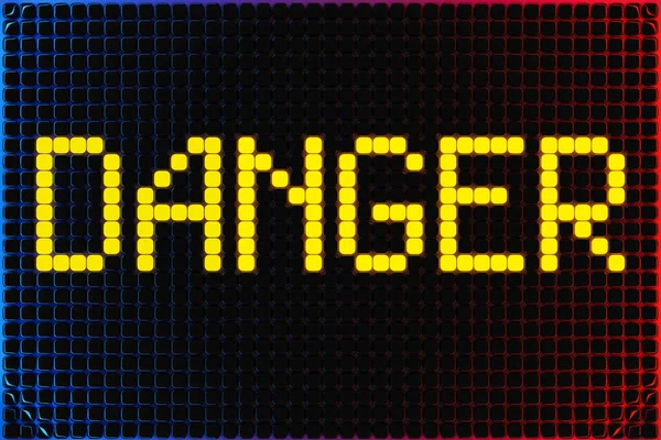 Illustration Inskription Danger Från Små Gula Kuber Neon Bakgrund Faroillustration — Stockfoto