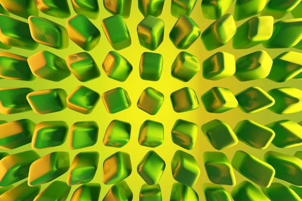 Illustration Von Reihen Grüner Neonwürfel Parallelogramm Muster Hintergrund Der Technologie — Stockfoto