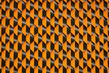 Geometrik süslemeli üç boyutlu turuncu desen. Soyut geometrik arkaplan, doku. Desen Döşeme Mozaiği