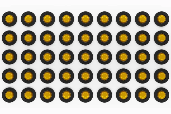 Rendering Yellow Black Gyroscopes White Background Simple Geometric Figure Balls — Stock Photo, Image