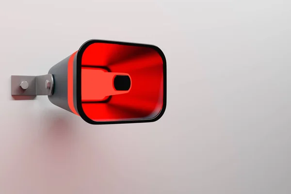 Beyaz Monokrom Arka Planda Kırmızı Hoparlör Bir Megafonun Boyutlu Çizimi — Stok fotoğraf